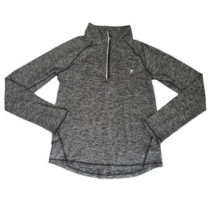 Old Navy Active Go Dry Girls Size XL 14 1/4 Zip Black Gray Pullover Thumb Hole